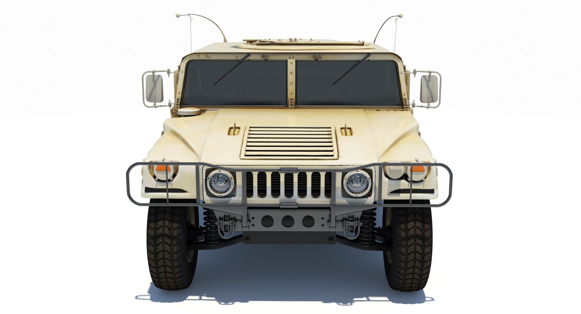 HMMWV Hummer military vehicle 3D model, three-quarter front view
