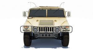 HMMWV Hummer military vehicle 3D model, three-quarter front view Thumbnail