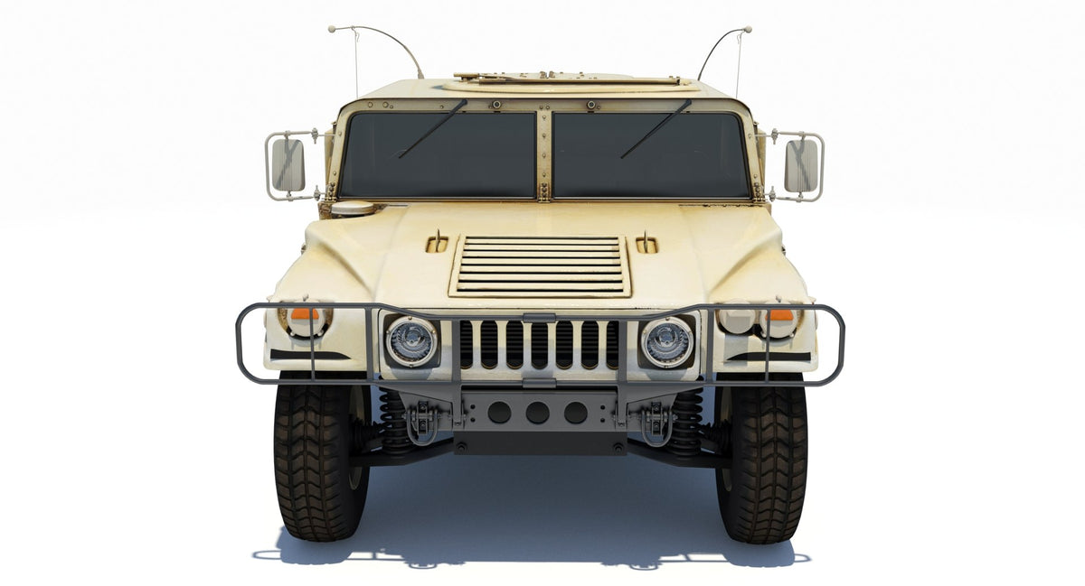 HMMWV Hummer military vehicle 3D model, three-quarter front view