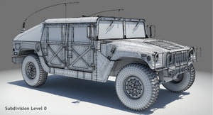HMMWV Hummer Miliatry Vehicle 3D Model Wireframe View - Subdivision Level 0 Thumbnail
