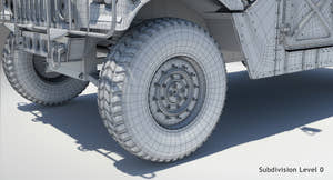 HMMWV Hummer Miliatry Vehicle 3D Model Wireframe View - Subdivision Level 0 Thumbnail