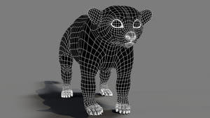 Kinkajou 3D model wireframe view subdivsion level 0 Thumbnail