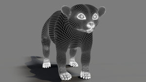 Animated Kinkajou 3D Model Wireframe View 3 Thumbnail