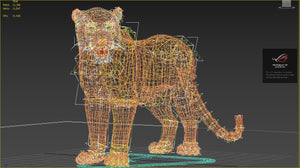 3D wireframe model of a lion on a dark background Thumbnail