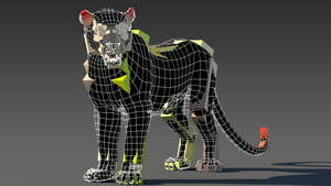 Rigged Leopard 3D Model Rigging on Wireframe View Thumbnail