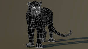 Leopard 3D Model Body Wireframe View Subdivision Level 0 Thumbnail