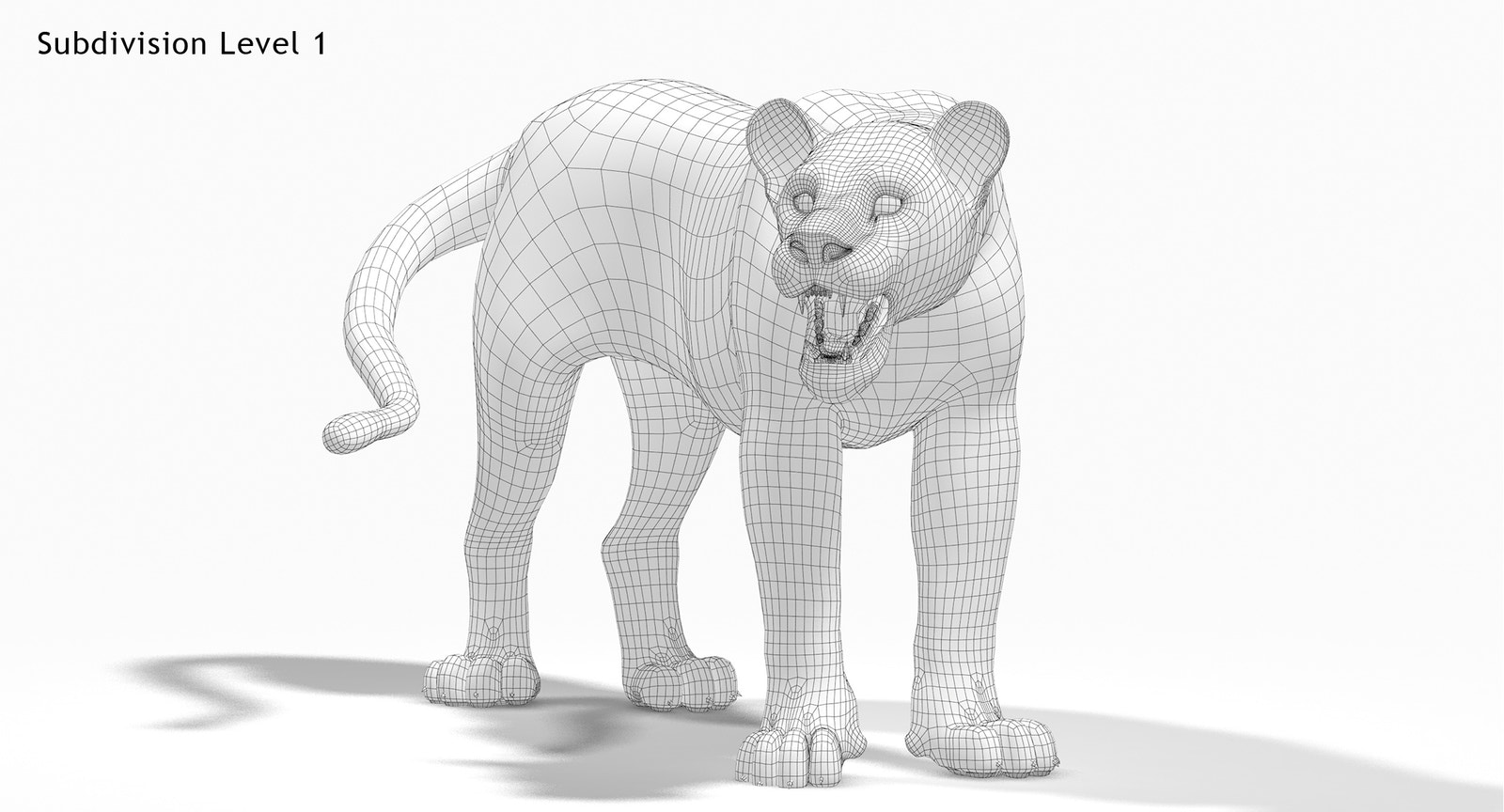 Animated Lion 3D Model Wireframe View