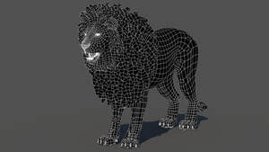 Lion 3D model wireframe view subdivision level 0 Thumbnail