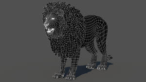 Lion 3D model wireframe view subdivision level 0 Thumbnail