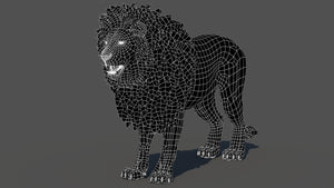Lion 3D model wireframe view subdivision level 0 Thumbnail