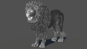 Lion 3D model wireframe view subdivision level 1 Thumbnail
