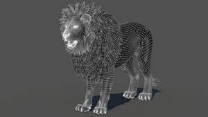 Lion 3D model wireframe view subdivision level 1 Thumbnail