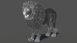 Lion 3D model wireframe view subdivision level 1 Thumbnail