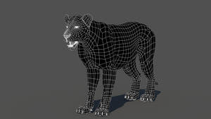 Lion 3D Model without mane wireframe view subdivision 0 Thumbnail