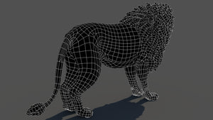 Lion 3D Model rear wireframe view subdivision 0 Thumbnail