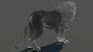 Lion 3D Model rear wireframe view subdivision 1 Thumbnail