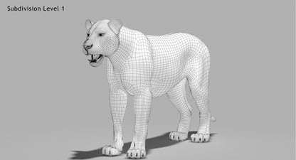 Rigged Lion 3D Model Fur