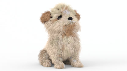 Rigged Maltipoo Dog Puppy Polygonal Fur 3D Model