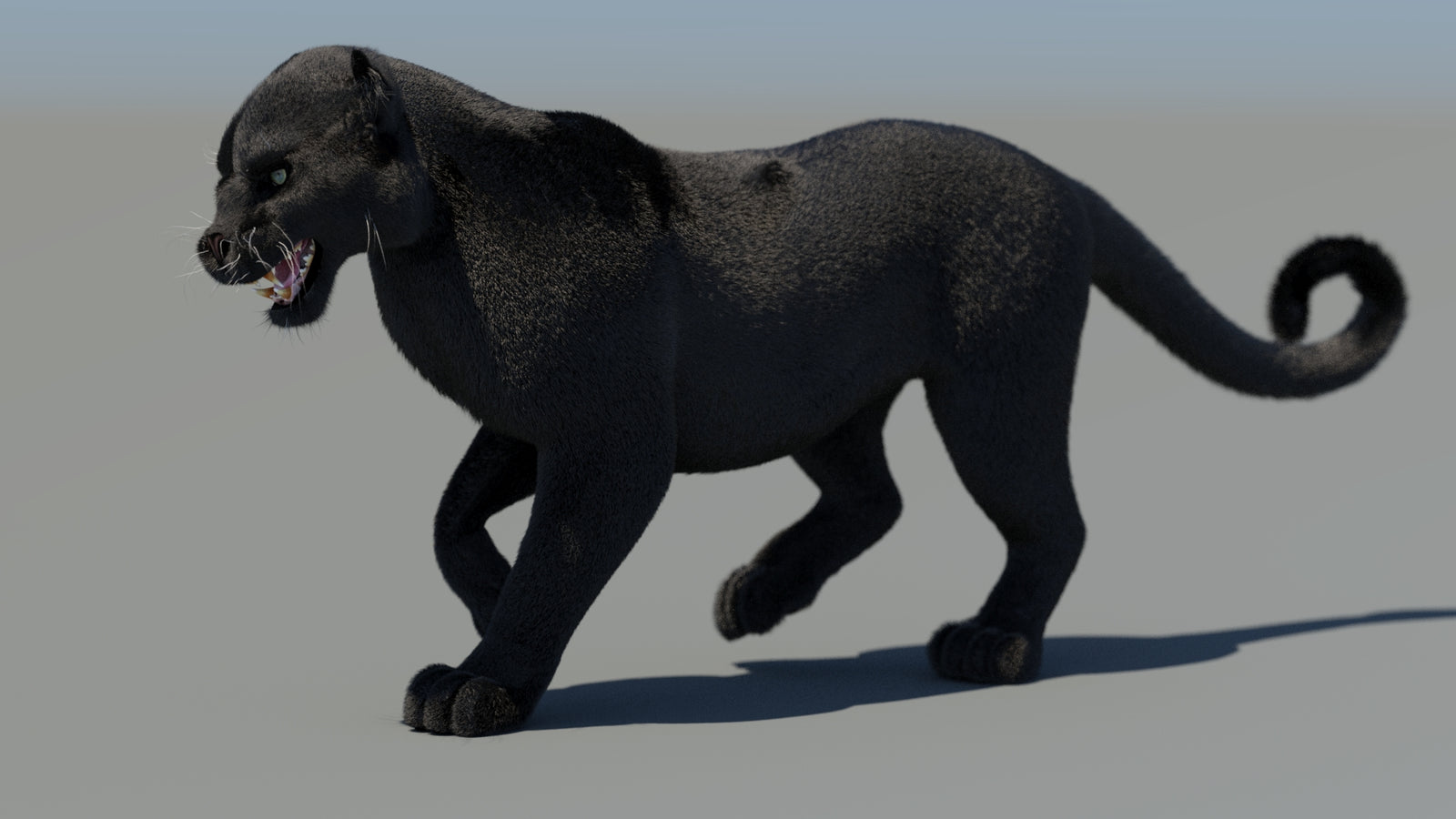 Animated Black Panther 3D Model Fur 360° view 4 frame 35