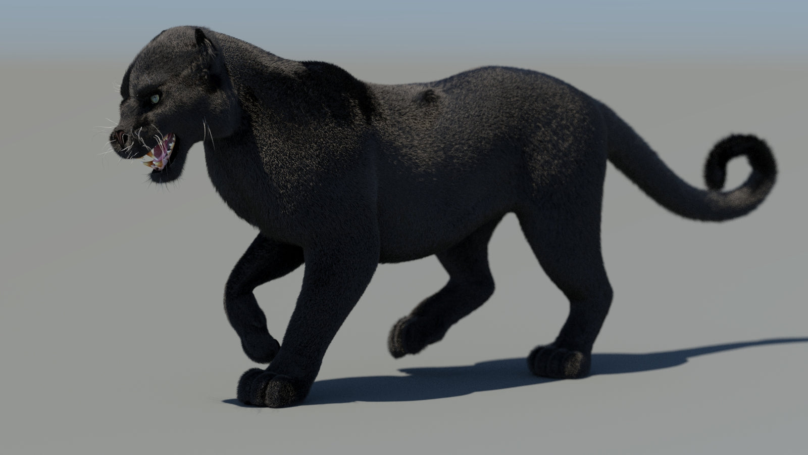 Animated Black Panther 3D Model Fur 360° view 4 frame 36