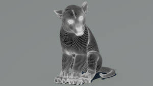 Leopard Cub 3D Model Wireframe View Subdivision Level 1 Thumbnail