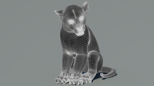 Leopard Cub 3D Model Wireframe View Subdivision Level 1 Thumbnail