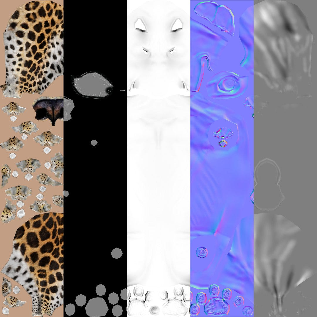 Leopard 3D model Body Texture maps Type