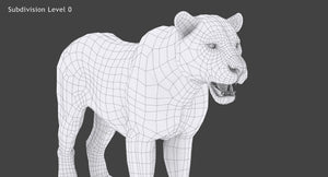 Close-Up Wireframe of Tiger 3D Model Head at Subdivision Level 0 Thumbnail