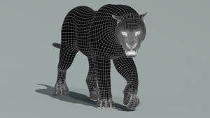 Tiger 3D model mesh topology wireframe at subdivision 1 Thumbnail