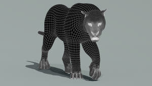 Tiger 3D model mesh topology wireframe at subdivision 1 Thumbnail