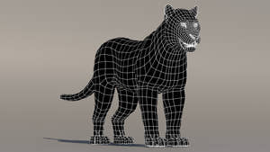 Siberian Tiger 3D Model Wireframe View 0 Thumbnail