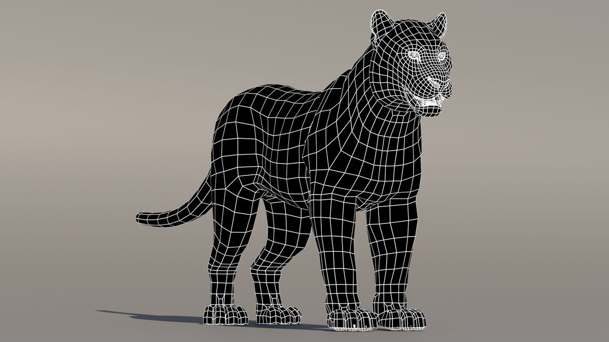 Siberian Tiger 3D Model Wireframe View 0