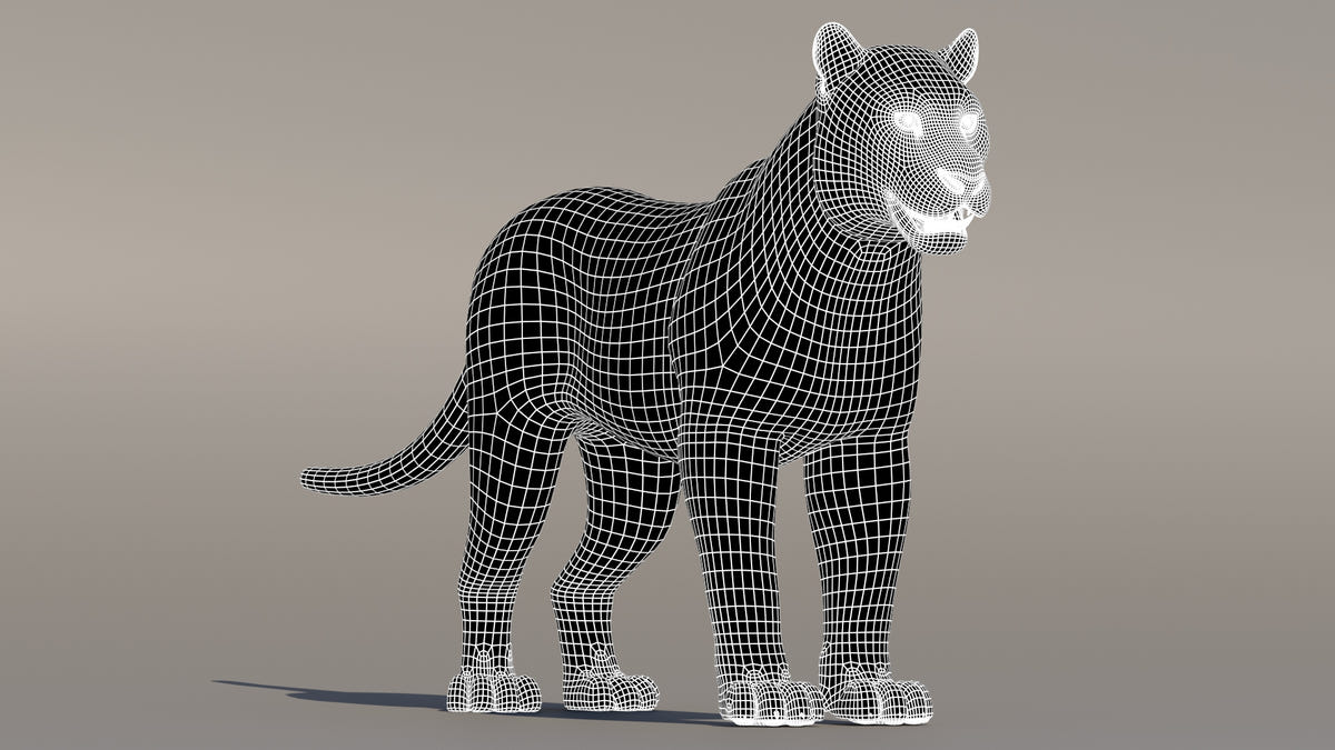 Siberian Tiger 3D Model Wireframe View 1