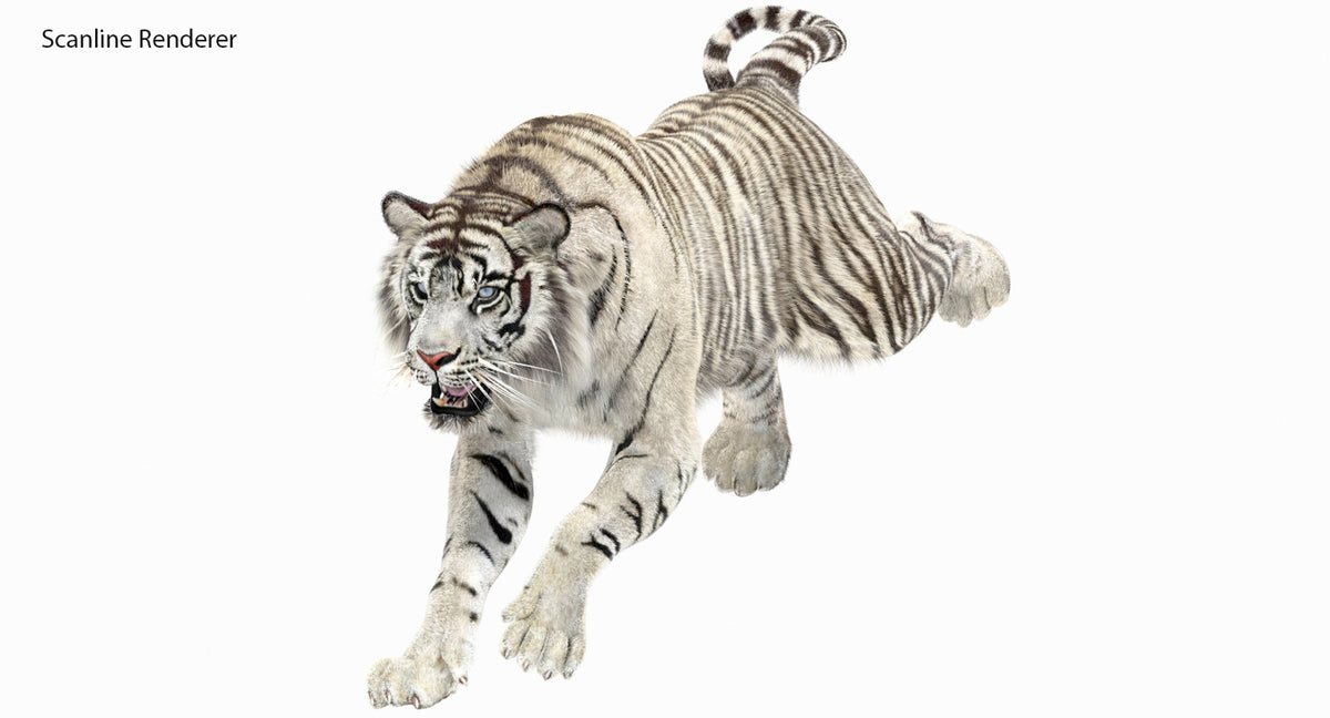 Animated White Tiger 3D Model with Fur - 3ds Max Scanline Renderer