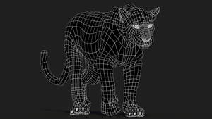 Black Panther 3D model Wireframe View Subdivision 0 Thumbnail