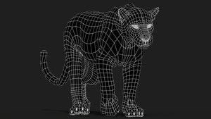 Black Panther 3D model Wireframe View Subdivision 0 Thumbnail