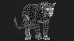 Black Panther 3D model Wireframe View Subdivision 1 Thumbnail