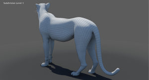 cheetah 3D model wureframe view Thumbnail