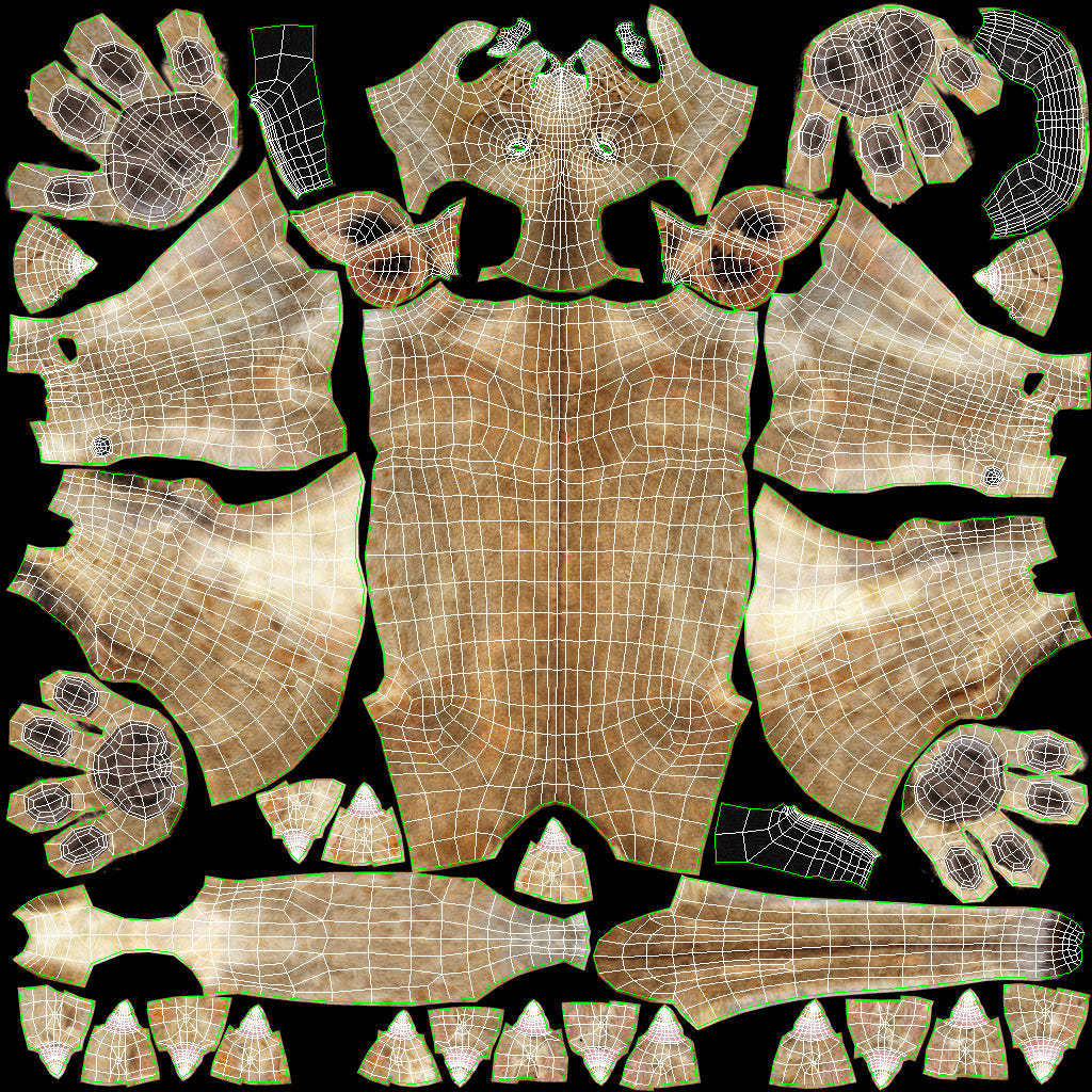 Highly Detailed Lion 3D Model Body UVs