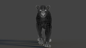 Lifelike Lion 3D Model Wireframe view 0 Thumbnail