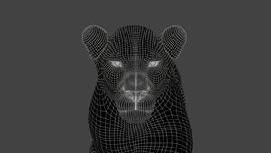 Lifelike Lion 3D Model Head Close UP Wireframe view 1 Thumbnail