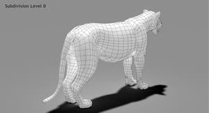 Lion 3D Model Wireframe View Subdivision Level 0 -  From Back Side Thumbnail