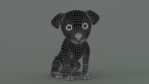 Animated Maltipoo Dog Puppy 3D Model Wireframe View Thumbnail