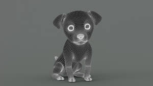 Animated Maltipoo Dog Puppy 3D Model Wireframe View Thumbnail