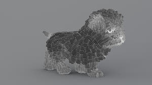 Animated Maltipoo Dog Puppy 3D Model Alpha Hair Wireframe View Thumbnail