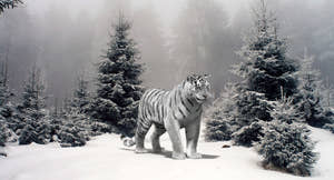 Animated Siberian White Tiger 3D Model with Fur Thumbnail