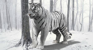 Animated Siberian White Tiger 3D Model with Fur Thumbnail
