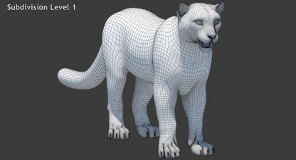 Animated Snow Leopard 3D Model