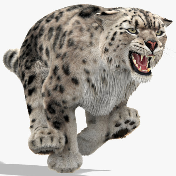 Animated Snow Leopard 3D Model Ornatrix Fur