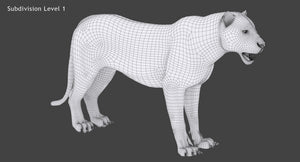 Animated White Tiger 3D Model Thumbnail